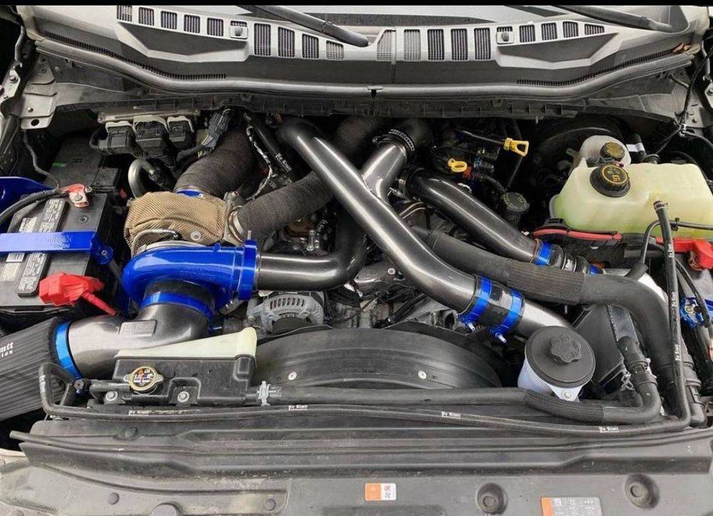 No Limit compound turbo kit installed on a 6.7 Power Stroke