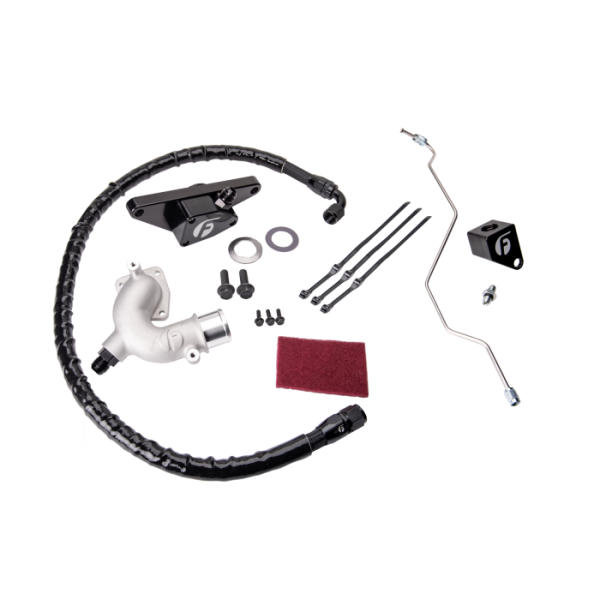 Fleece Performance - Cummins Coolant Bypass Kit 7.5-18 6.7L with Stainless Steel Braided Line Fleece Performance